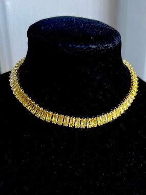 Lab-created Citrines Gold Baguette Tennis Bracelet